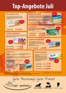 Werbeplakat „Top-Angebote“ der Apotheken mit Sonderpreisen und Slogan unten: „Gute Beratung! Gute Pr