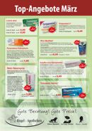 Werbeplakat „Top-Angebote“ der Apotheken mit Sonderpreisen und Slogan unten: „Gute Beratung! Gute Pr