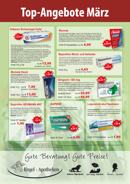 Werbeplakat „Top-Angebote“ der Apotheken mit Sonderpreisen und Slogan unten: „Gute Beratung! Gute Pr
