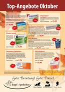 Werbeplakat „Top-Angebote“ der Apotheken mit Sonderpreisen und Slogan unten: „Gute Beratung! Gute Pr