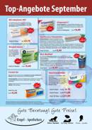 Werbeplakat „Top-Angebote“ der Apotheken mit Sonderpreisen und Slogan unten: „Gute Beratung! Gute Pr