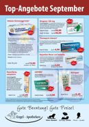 Werbeplakat „Top-Angebote“ der Apotheken mit Sonderpreisen und Slogan unten: „Gute Beratung! Gute Pr
