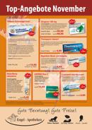 Werbeplakat „Top-Angebote“ der Apotheken mit Sonderpreisen und Slogan unten: „Gute Beratung! Gute Pr